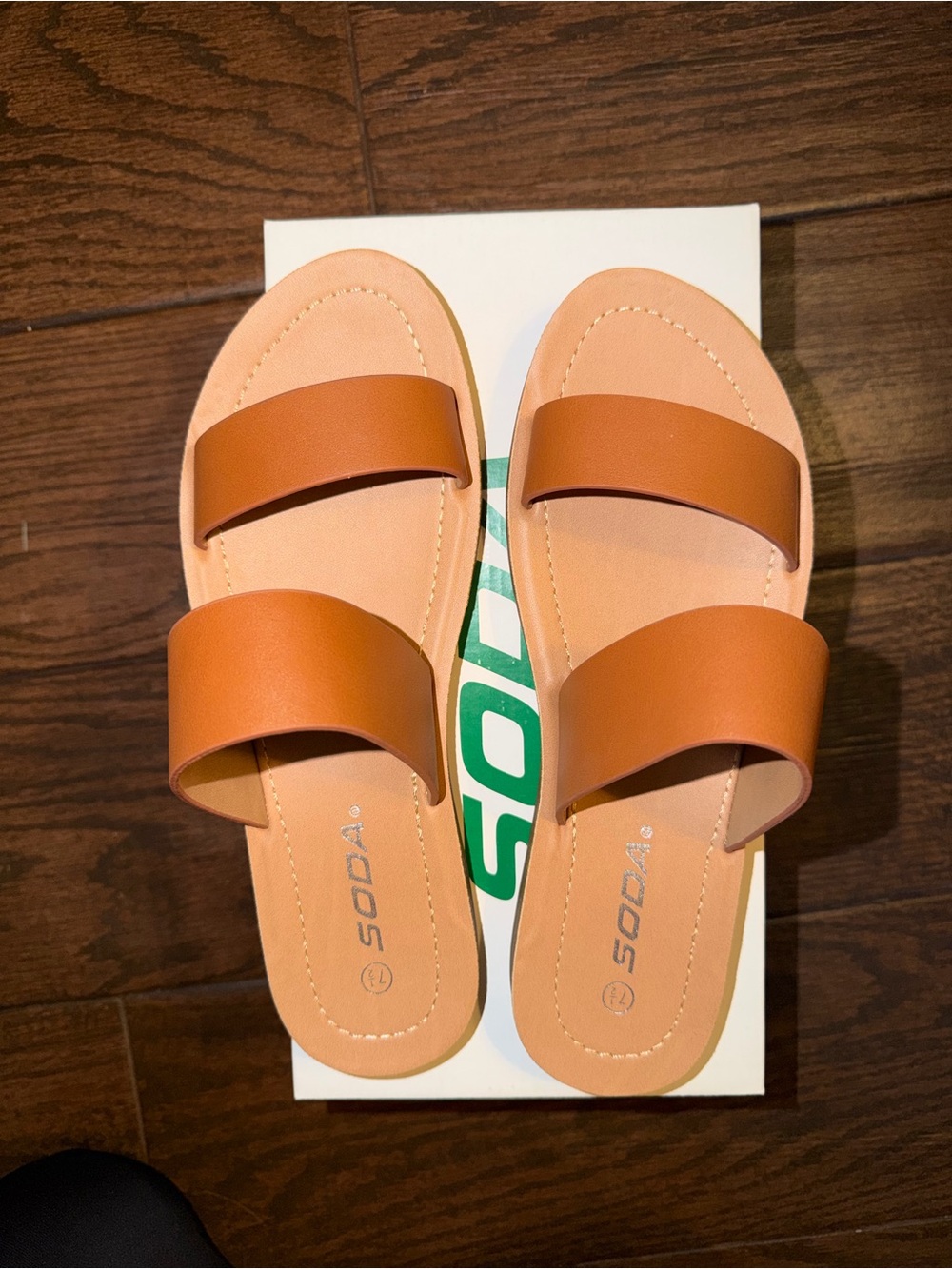 Soda Light Tan Double Strap Slide Sandals